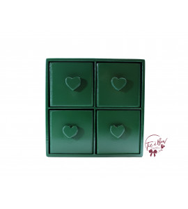 Mini 4 Drawer Cubby With Heart Shaped Handles in Forest Green