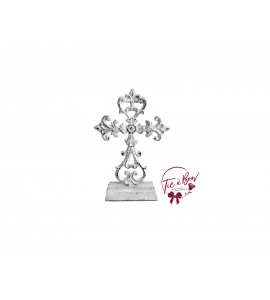 Cross: White Rustic Metal Cross 