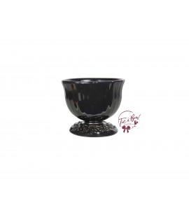 Black: Black (Small) Footed Bowl With Floral Design