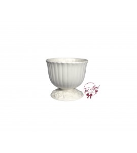 White: White (Small) Footed Bowl With Floral Design