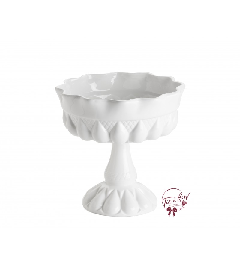 White: White Footed Bowl With Large Teardrop Design