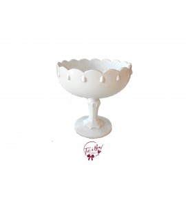 White: White Vintage Footed Bowl With Large Teardrop Design 