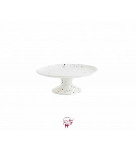 White with Black Dots Cake Stand: 10in W X 3.25in H