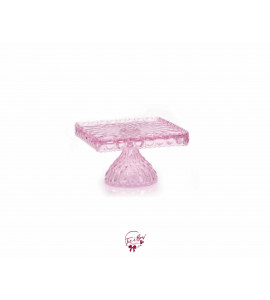 Pink: Bubblegum Pink Glass Cake Stand: 10"W x 6.5"H