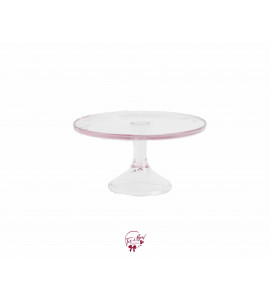 Pink: Clear Pink Cake Stand: 10in W x 5.5in H