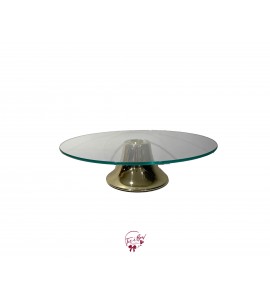 Gold and Glass Cake Stand: 16.5" Wide x 4.5" Tall 