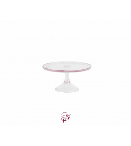 Pink: Clear Pink Cake Stand: 7.5in W x 4in H
