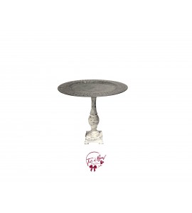 Galvanized: Galvanized Cake Stand With Rustic Foot:  9.5"W x  12.5"H