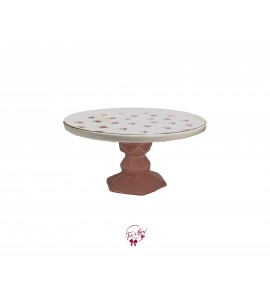 Pink Flower Pattern Cake Stand With Pink Base : 10in W x 5in H