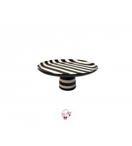 Black and White Striped Cake Stand: 9.5"W x 4"H 