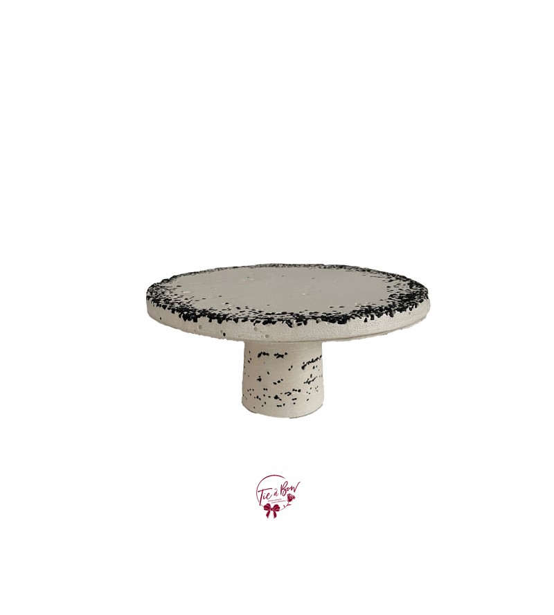 Concrete With Black Accents Cake Stand: 9.5"W x 5"H (Short) 