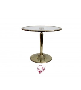 Gold Cake Stand With Glass Plate With Rim (Tall): 12in W x 10in H