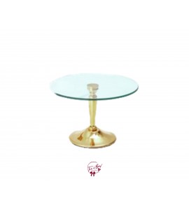 Gold Cake Stand With Glass Plate (Medium): 12in W x 7.5in H