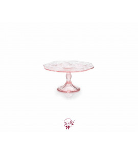 Pink: Rose Pink Glass Cake Stand: 8.5"W x 4.5"H