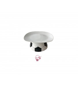 White Soccer Ball Cake Stand: 7.5in W x 3.5in H