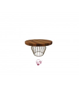 Wood: Wooden Plate with Golden Wire Base Cake Stand: 10"W x 5.5"H