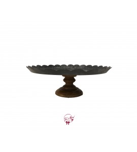 Galvanized Top with Wood Base Cake Stand: 12in W x 4.5in H