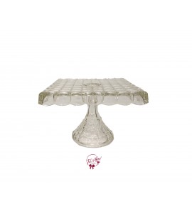 Clear Vintage Square Cake Stand: 10.25"W x 7.5"H