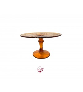Amber (Dark) Vintage Cake Stand: 8in W x 4.75in H