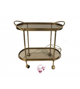 Cart: Golden Bar Cart with Glass Trays 