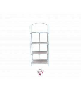 Ladder Shelf: White and Light Wood 4 Tier Foldable Shelf 