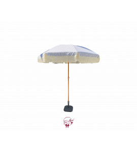 Umbrella: 7ft Navy Stripes Fringe Umbrella 