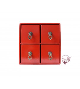 Red Mini 4 Drawer Cubby 