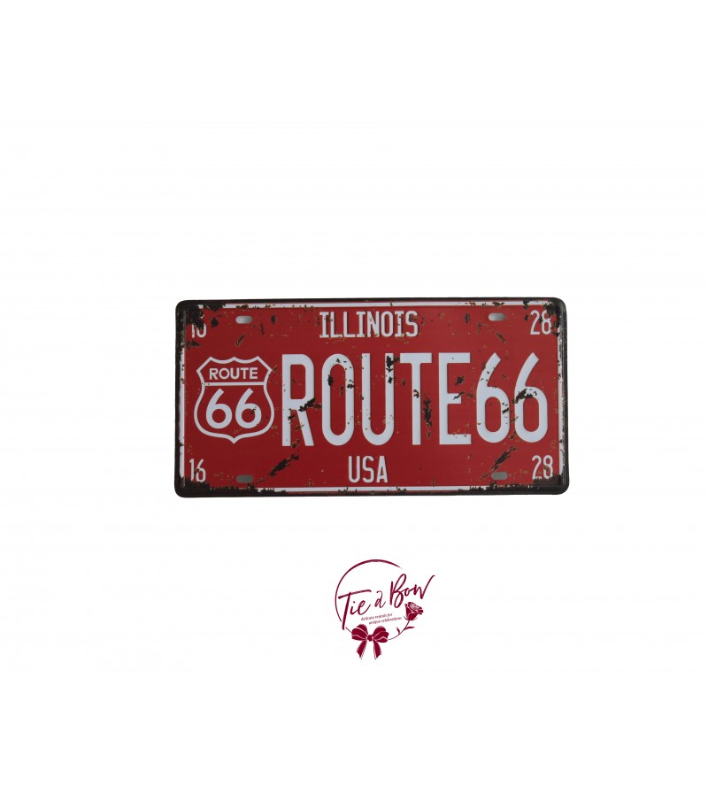 Sign: Rustic IL Route 66 License Plate 