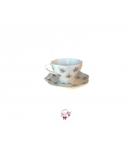 Tea Cup: White With Pink Flower Tea Cup 