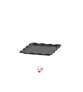 Black: Black Ruffled Edge Square Plate 