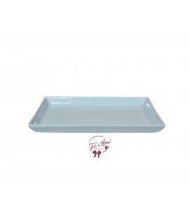 Blue: Light Blue 11.5 Wide Rectangular Ceramic Scalloped Tray