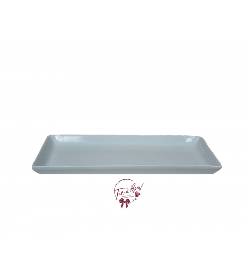 Blue: Light Blue 12.25 Inches Wide Rectangular Ceramic Tray
