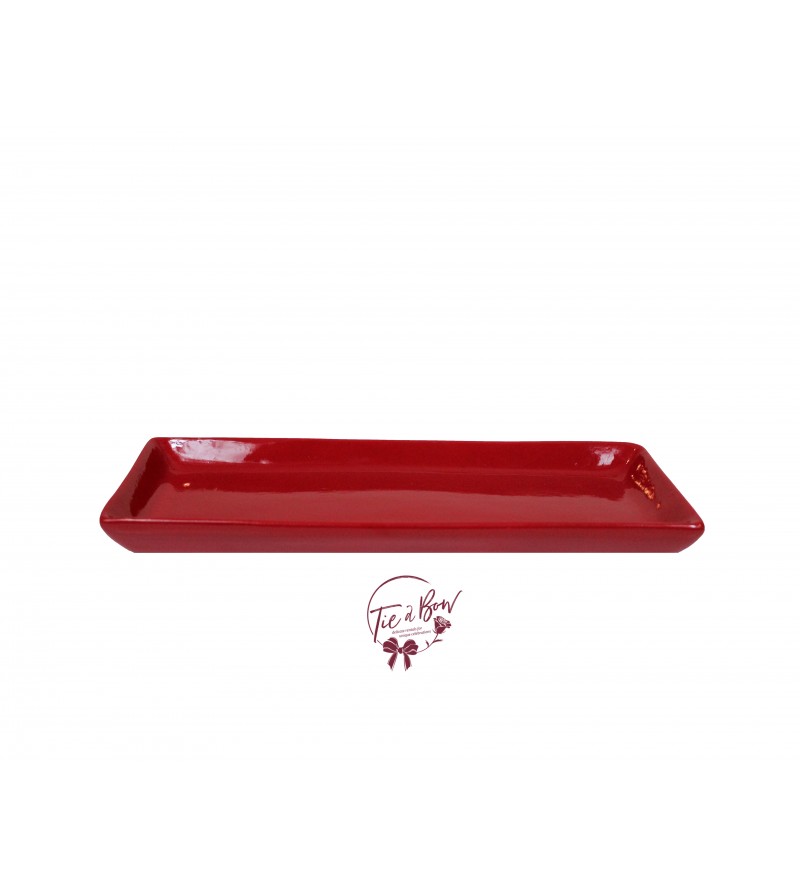 Red: Red 12.25 Inches Wide Rectangular Ceramic Tray