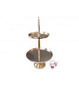 Gold: Golden 2 Tier Mirrored Tray 