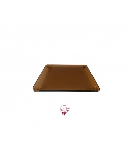 Amber: Amber Glass Square Footed Tray  (Medium)
