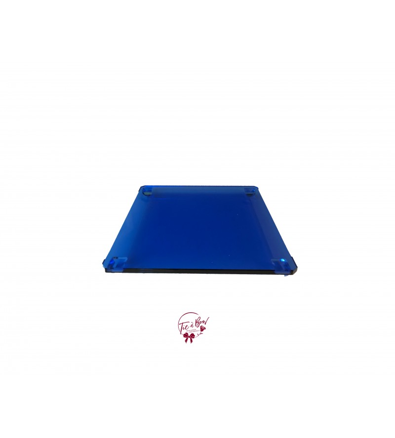 Blue: Blue Glass Square Footed Tray 