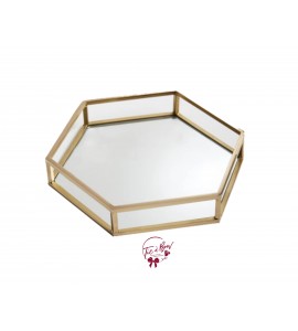 Gold: Golden Hexagonal Mirrored Tray 