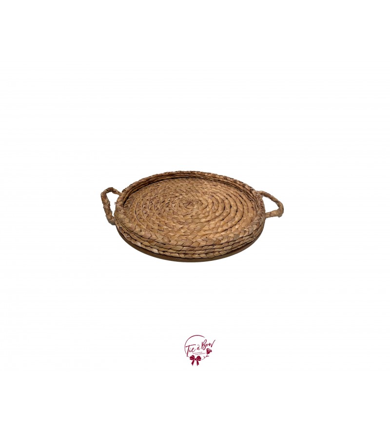 Hyacinth Round Tray With Handles