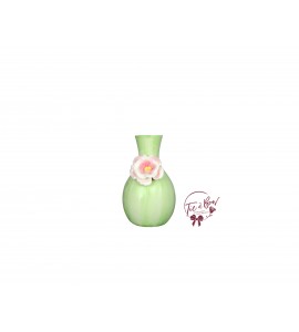Green Vase: Light Green Curvy With Flower