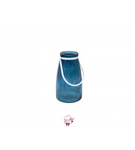 Blue with White Metal Handle Vase 