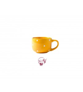 Tea Cup: Large Polka Dot Yellow Tea Cup 