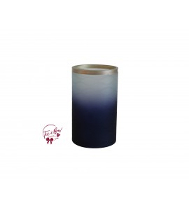 Blue Vase: Wavy Ombre Cobalt Blue Vase with Silver Trim 